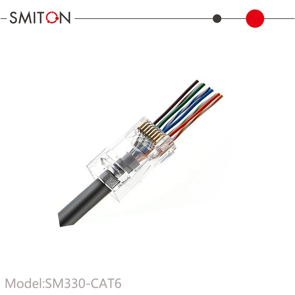 Ez RJ45 UTP Cat 6 Modular Plug 8p8c Ethernet Plug Pass Through Connector