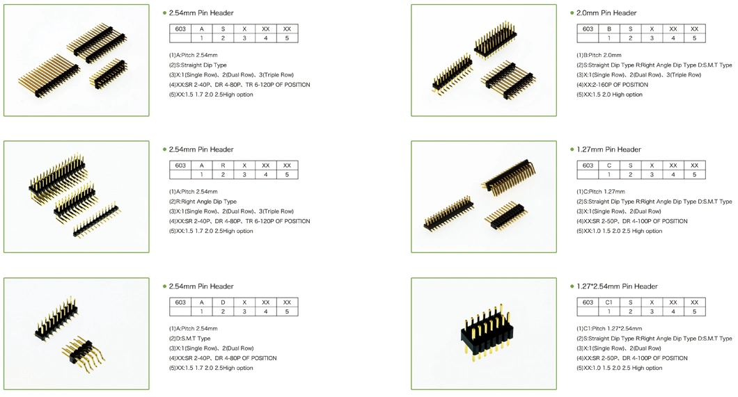 1.27/1.778/2.0mm/2.54mm IC Connector/Socket for Board to Board