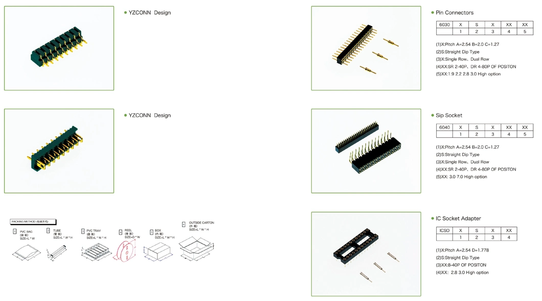 1.27/1.778/2.0mm/2.54mm IC Connector/Socket for Board to Board